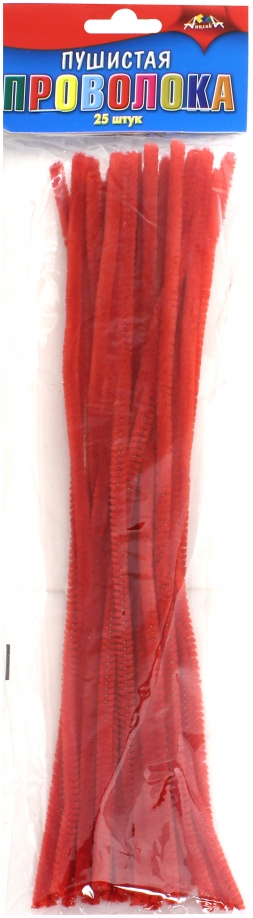 Материалы для творчества "Пушистая проволока", цвет красный, 30 см, 25 штук