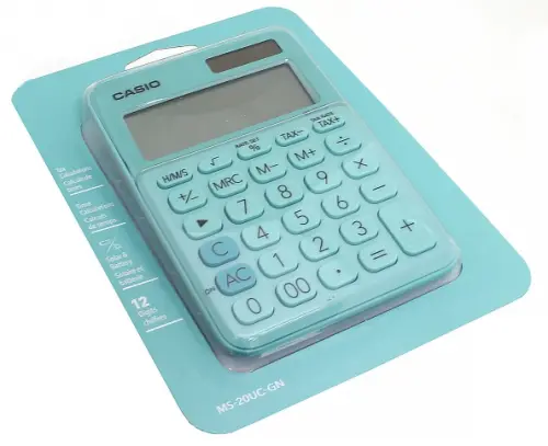 Калькулятор настольный "Casio MS-20UC", 12 разрядов, зеленый