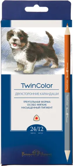 Карандаши цветные "Twincolor", 12 штук, 24 цвета