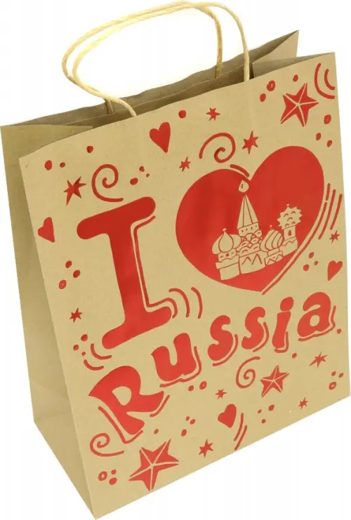 Пакет бумажный "Люблю Россию", 26х32,4х12,7 см