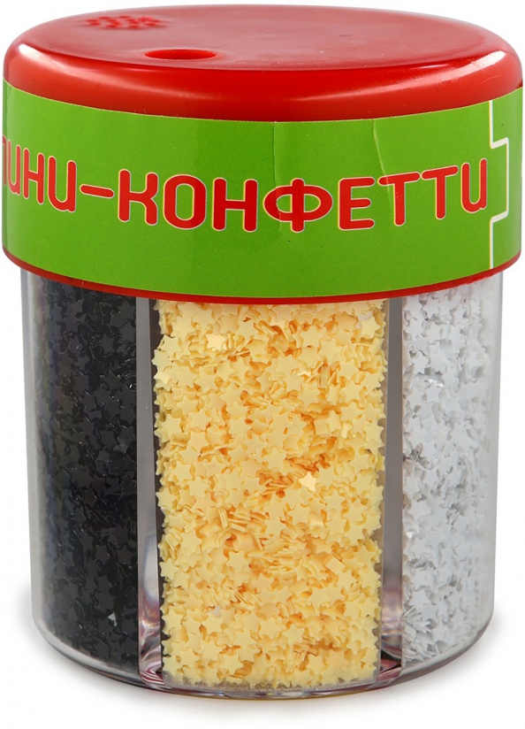 Мини-конфетти для декора с дозатором "Звездочки №9", цвет: черно-белый, 6 цветов