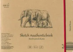 Скетчбук для эскизов Smiltainis "Brown #authenticbook" с резинкой, тонированный, 24,5x18,1 см, 28 л (крафт)