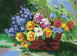 Картина по номерам с акриловыми красками. Цветы в корзине, А3