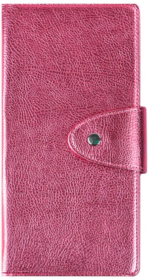 Органайзер-обложка для путешествий Наппа. Розовый металлик, 110x222 мм
