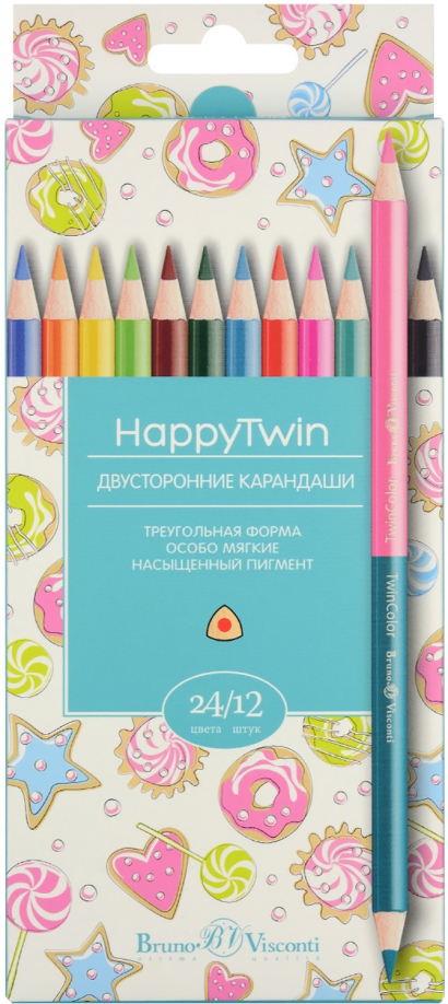 Карандаши цветные "Twincolor happy", 24 цвета