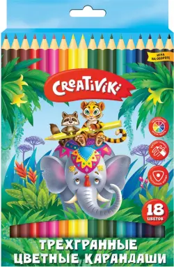 Карандаши цветные "Creativiki", трехгранные, 18 цветов