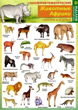 Животные Африки. Наклейки тематические (+ поле для наклеек)
