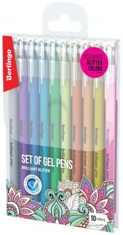 Ручки гелевые "Brilliant Glitter", 1 мм, 10 цветов