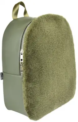 Рюкзак, зеленый с мехом