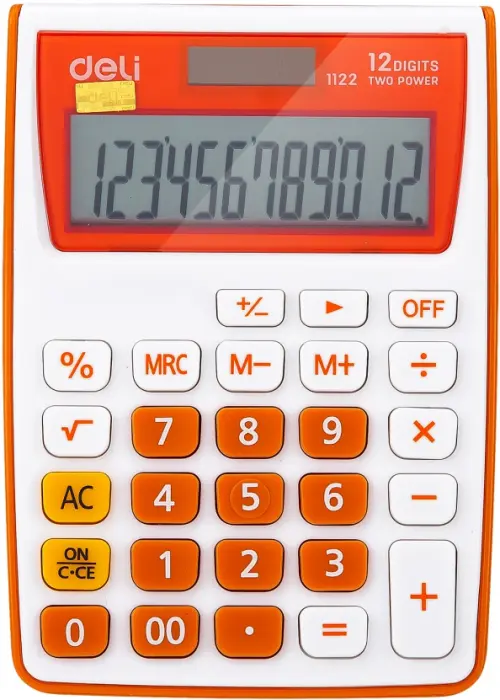 Калькулятор настольный "Deli", 12 разрядов, цвет: оранжевый, арт. E1122/OR