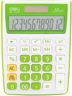 Калькулятор настольный "Deli", 12 разрядов, цвет: зеленый, арт. E1238/GRN