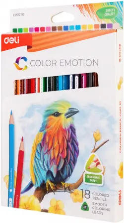 Карандаши цветные Deli "Color Emotion", липа, 18 цветов