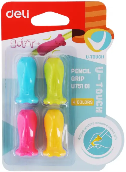 Колпачок-манжета для чернографитных карандашей Deli "Neon", цвет: ассорти, 4 штуки