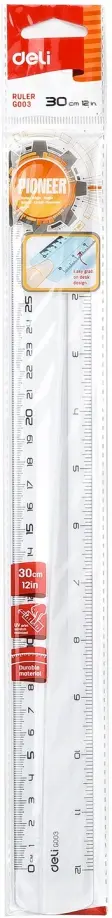 Линейка Deli "Pioneer", цвет: прозрачный, градуировка, 30 см, арт. EGEG00312 0212