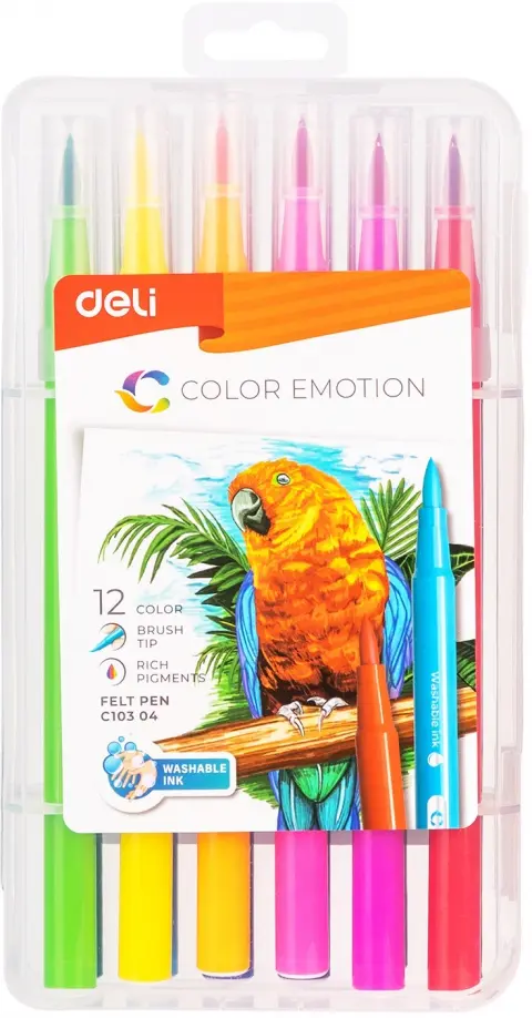 Фломастеры-кисточки Deli "Color Emotion", 12 цветов