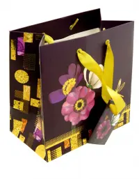 Пакет подарочный "Цветы" (16,5x16,5x9,2 см)
