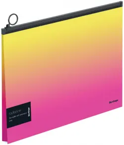 Папка-конверт на молнии "Radiance", А4, 180 мкм, желто-розовый градиент