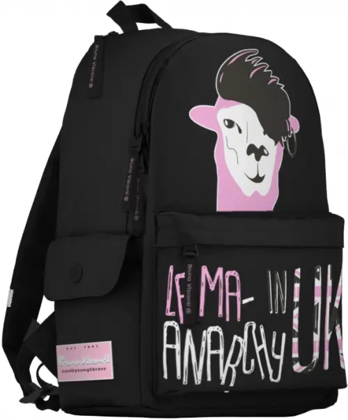 Рюкзак молодежный "Модная лама", цвет черный