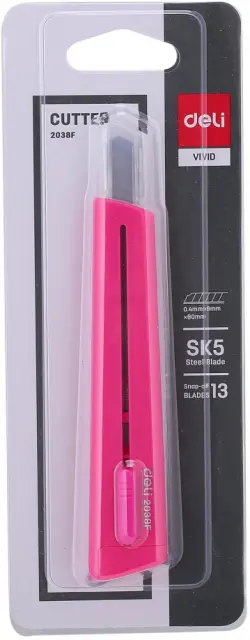 Нож канцелярский "Deli", цвет: розовый, арт. E2038PINK