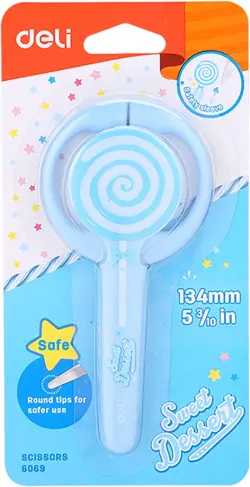 Ножницы детские "Deli. Lollipop", цвет: в ассортименте, 134 мм, арт. E6069