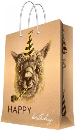 Пакет бумажный "Happy Birthday", 17,8x22,9x9,8 см