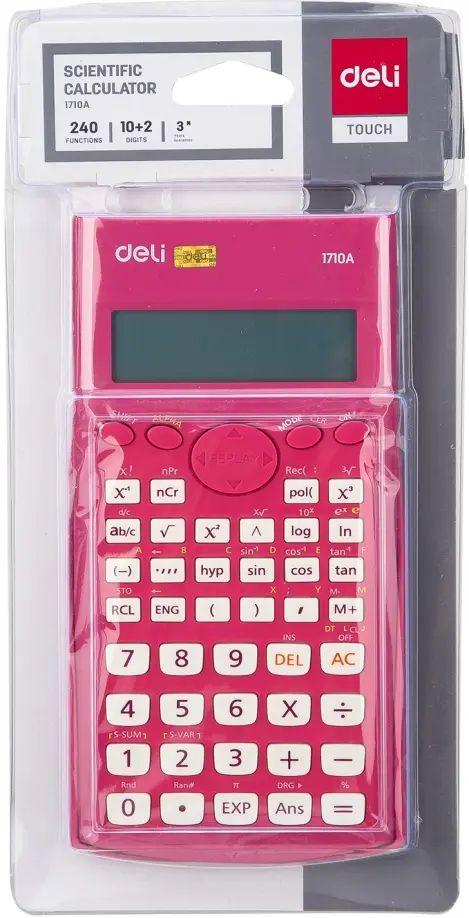 Калькулятор научный "Deli", цвет: красный, 10+2-разрядный, арт. E1710A/RED
