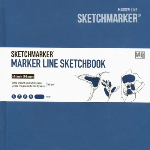 Скетчбук "Marker Line", 163x163 мм, 48 листов, твердая обложка. цвет: синий