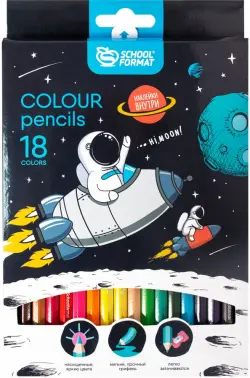 Карандаши цветные "Space Adventure", шестигранные, 18 цветов