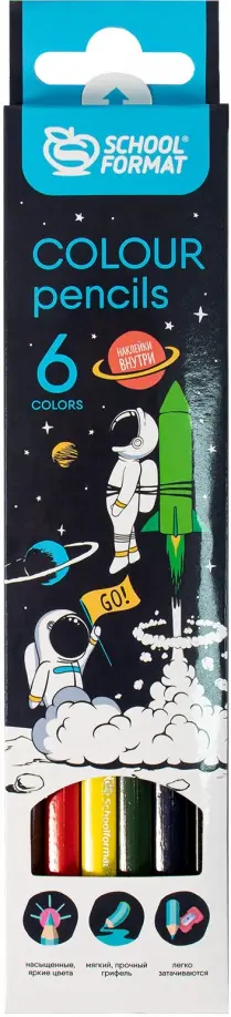 Карандаши цветные "Space Adventure", шестигранные, 6 цветов
