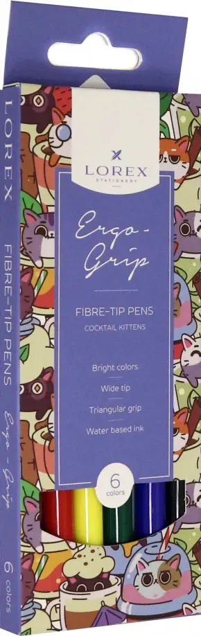Фломастеры "Ergo-Grip Cocktail Kittens", 6 цветов