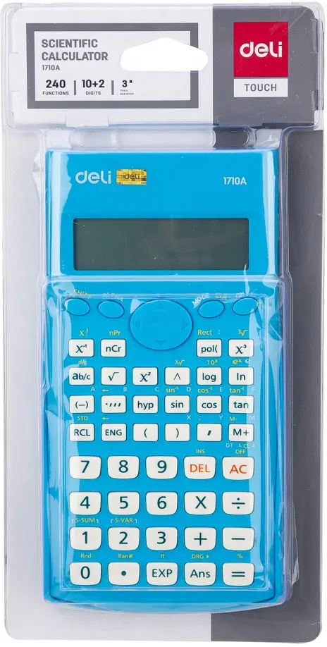 Калькулятор научный "Deli", цвет: синий, 10+2-разрядный, арт. E1710A/BLU