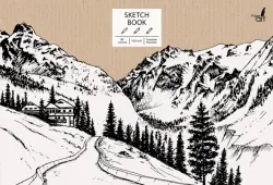 Скетчбук "Sketchbook. Горный пейзаж", А5+, 80 листов