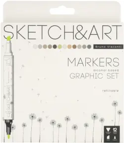 Маркеры двухсторонние "Sketch&Art. Графика", 3 мм, 12 цветов