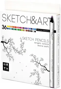Карандаши цветные "Sketch & art", утолщенные, грифель 4 мм, 36 цветов