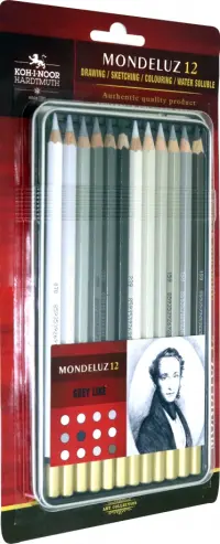 Карандаши акварельные "Mondeluz Grey Line", 12 цветов
