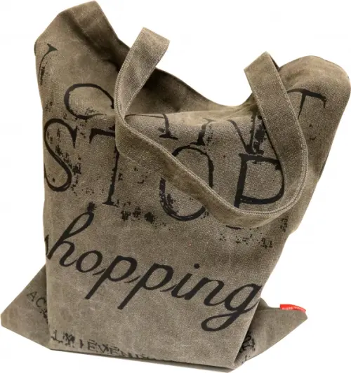 Сумка-шоппер с карманом "Шопоголик", цвет: серый, 35x47 см