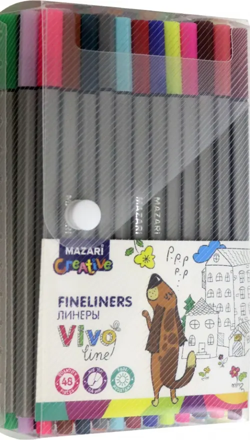 Набор линеров "Vivo line", 0,4 мм, шестигранный корпус, 48 цветов, 48 штук