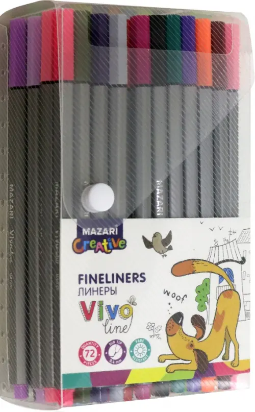 Набор линеров "Vivo line", 0,4 мм, шестигранный корпус, 72 цвета, 72 штуки