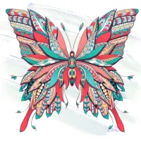 Картина стразами (алмазная мозаика) сияющая Остров сокровищ "Бабочка", без подрамника, 30х30 см