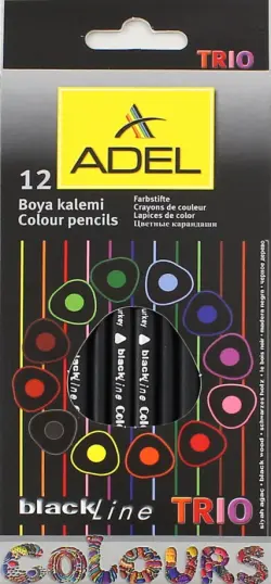 Набор цветных карандашей Adel Blackline TRIO, 12 цветов