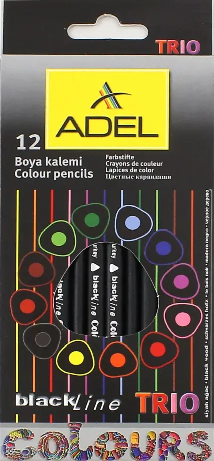 Набор цветных карандашей Adel Blackline TRIO, 12 цветов