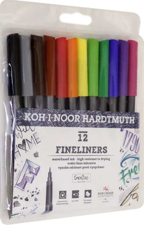 Набор линеров "Fineliners", 0,3 мм, 12 цветов