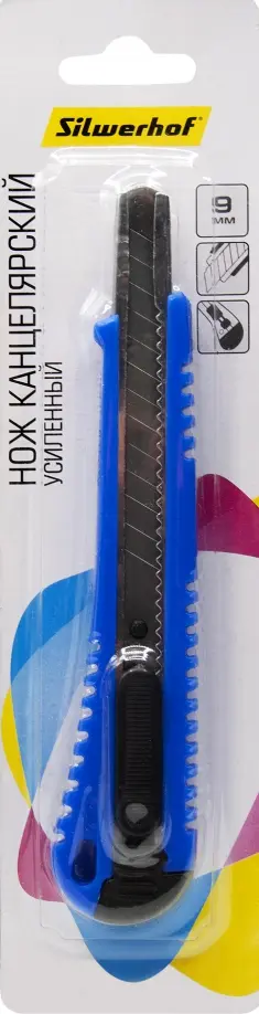 Нож канцелярский "Silwerhof", цвет: в ассортименте, 9 мм