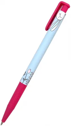 Ручка шариковая автоматическая "Bunny. Малиновая", 0,7 мм, цвет чернил синий