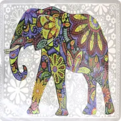 Алмазная мозаика "Разноцветный слон", 20х20 см
