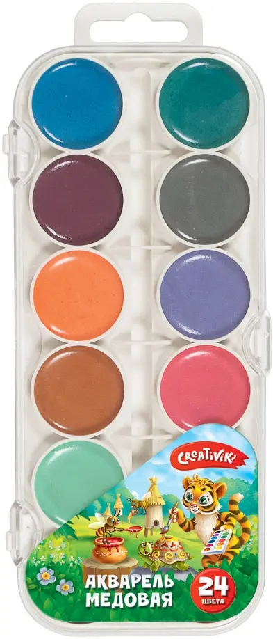 Краски акварельные карамельные, 24 цвета, без кисточки (АКВП24КР)