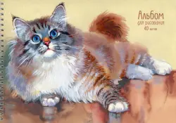 Альбомы для рисования Пушистый котик, А4, 40 листов