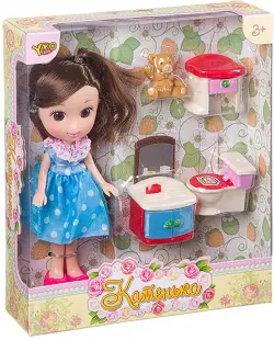 Кукла Катенька с мебелью "Ванная комната", M6609