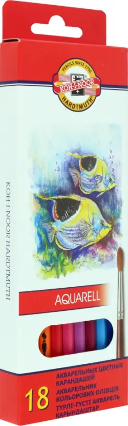 Карандаши цветные акварельные Рыбки, 18 цветов