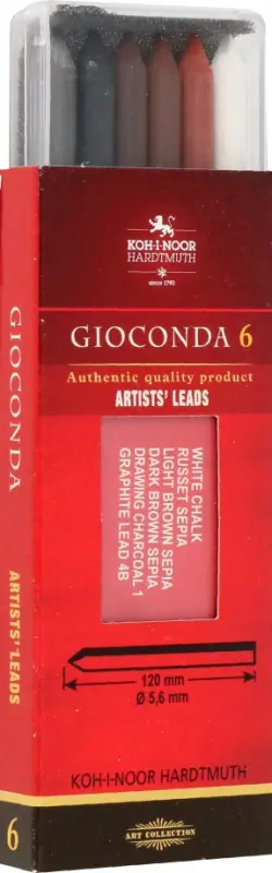 Набор стержней для цанговых карандашей Gioconda 4869 I, B, 6 штук